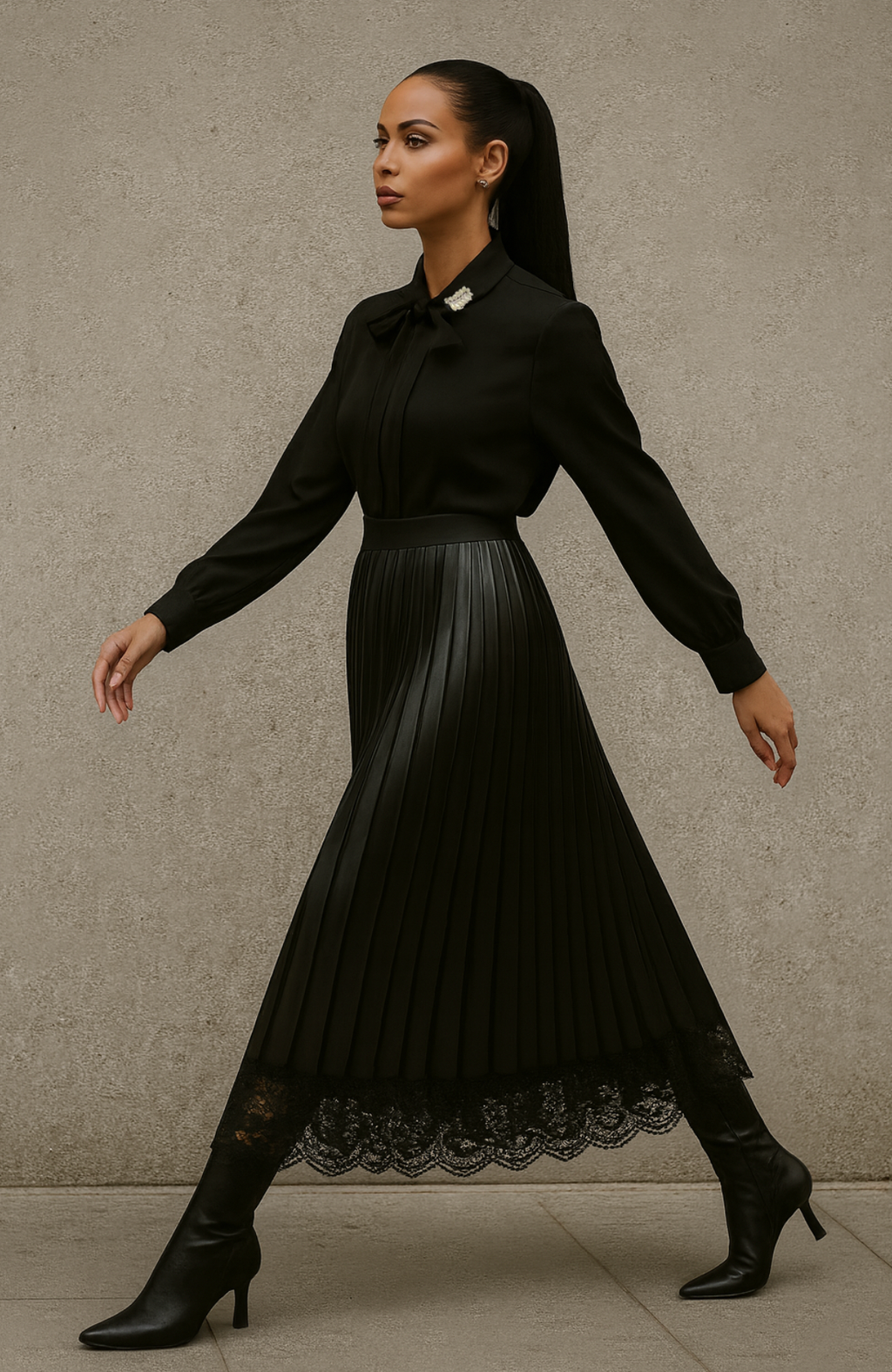 Pleated lave and Pu skirt