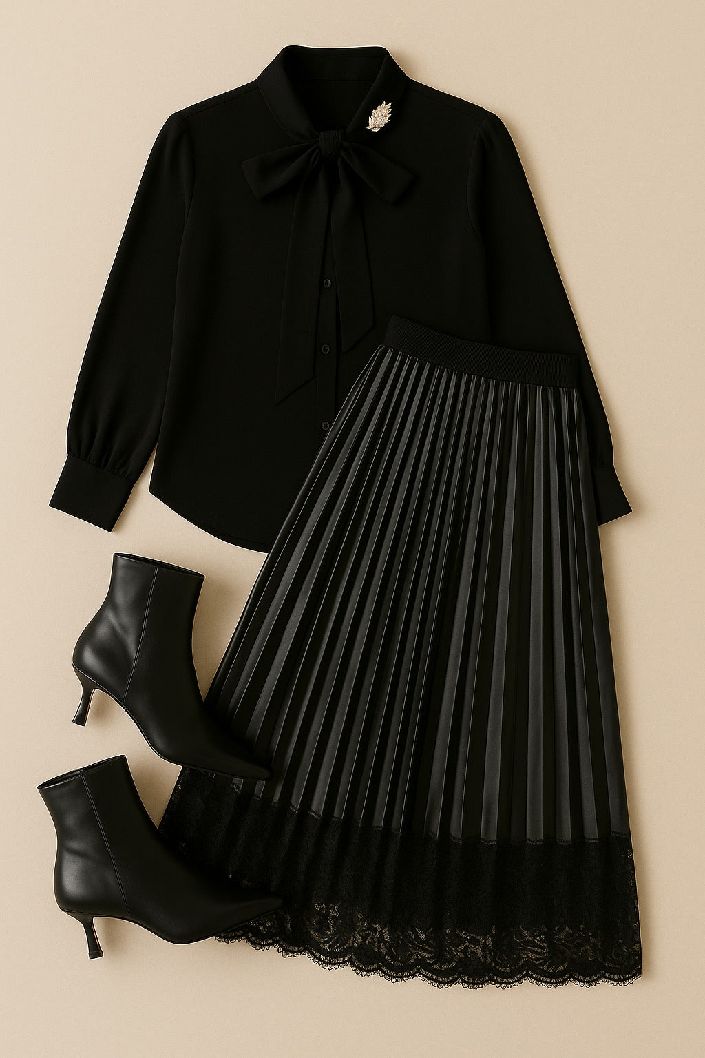Pleated lave and Pu skirt